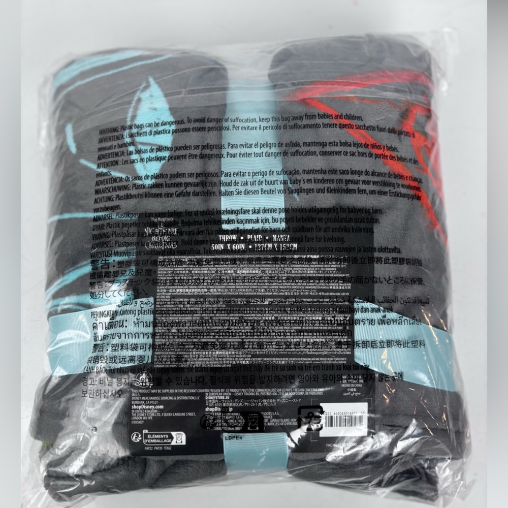 Disney Store Nightmare Before Christmas Black and gray Throw Blanket
